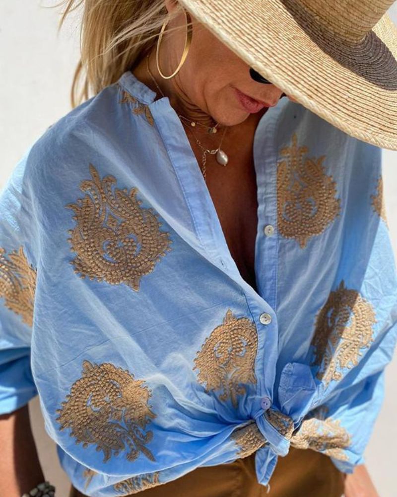 Blusa Bordada de Corte Holgado – Estilo Fresco y Ligero