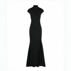 Andrea - Vestido maxi negro con abertura
