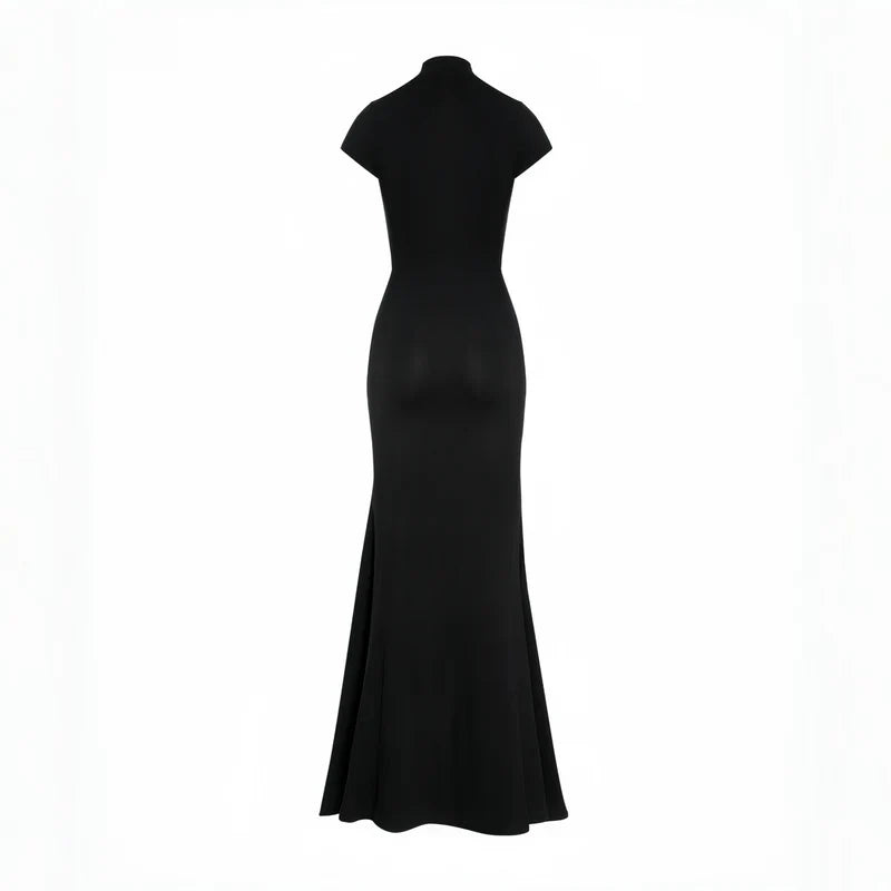 Andrea - Vestido maxi negro con abertura