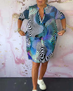 Ria - Vestido colorido con cuello en V
