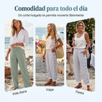 Salma - Pantalón recto de rayas con botones laterales