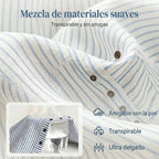 Salma - Pantalón recto de rayas con botones laterales