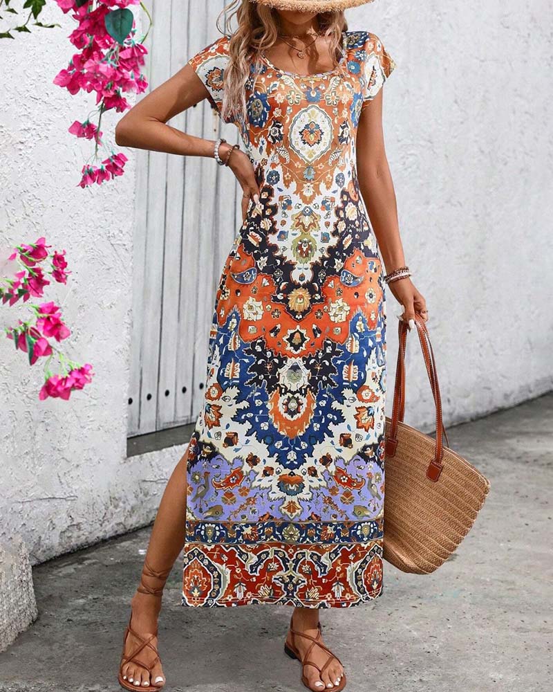 Vestido Largo Veraniego Estampado con Aberturas