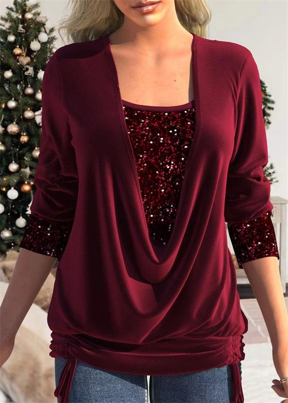 Aurora - Blusa de manga larga con lentejuelas