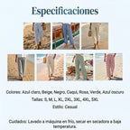 Salma - Pantalón recto de rayas con botones laterales