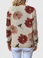Jersey Elegante con Estampado Floral y Mangas Aireadas