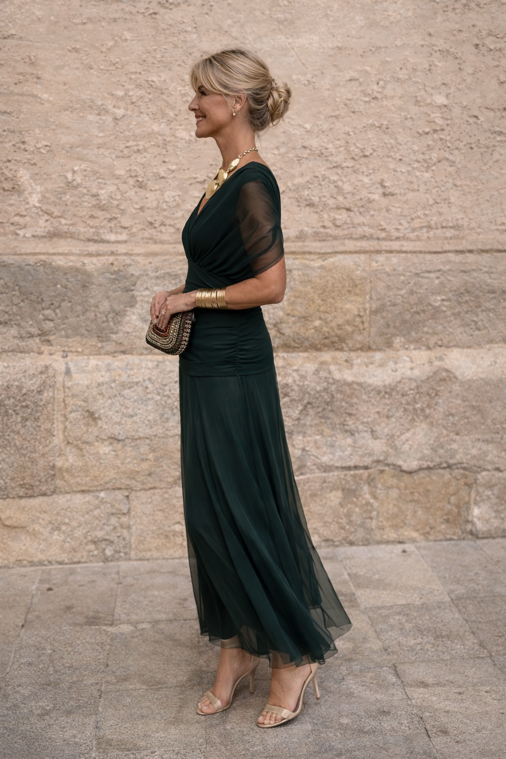Vestido maxi elegante para fiesta con escote en corazón