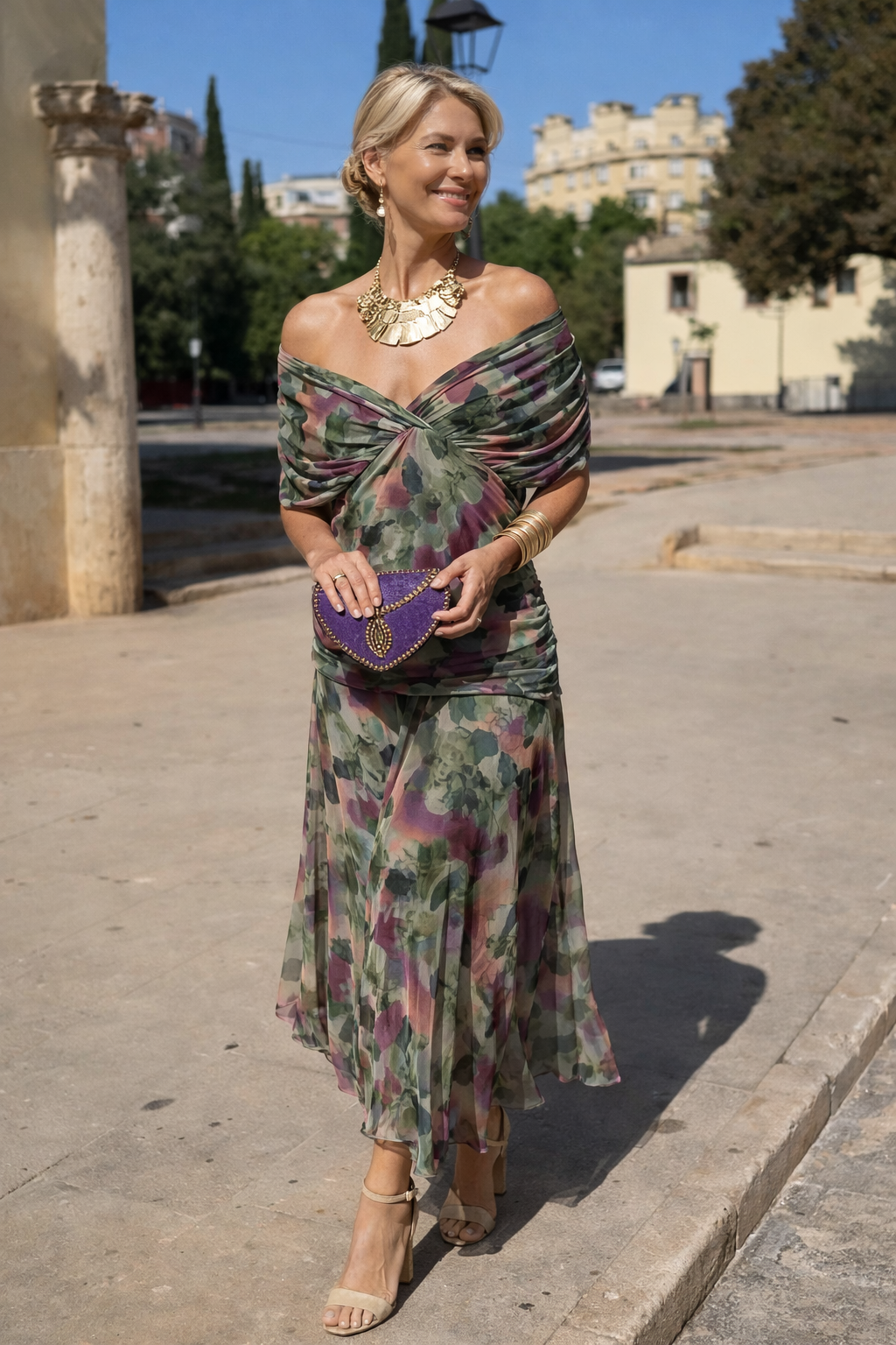 Vestido maxi elegante para fiesta con escote en corazón
