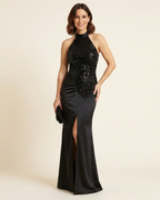 Victoria - Vestido halter con abertura y lentejuelas