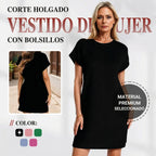 Lidia - Vestido de mujer de corte holgado con bolsillos