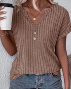 Blusa De Punto Con Escote En V De Ajuste Cómodo