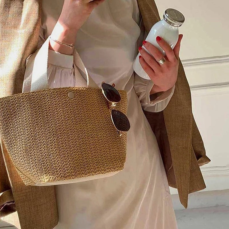 Dolores | Bolso Shopper Trenzado de Paja Mujer Asa Corta