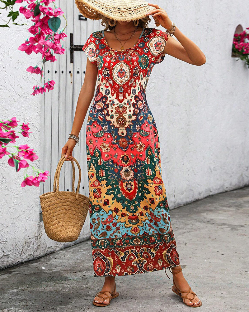 Vestido Largo Veraniego Estampado con Aberturas