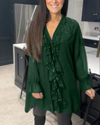 Xenia - Blusa elegante con detalle de volantes