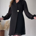 Jimena - Vestido con solapas con diseño plisado