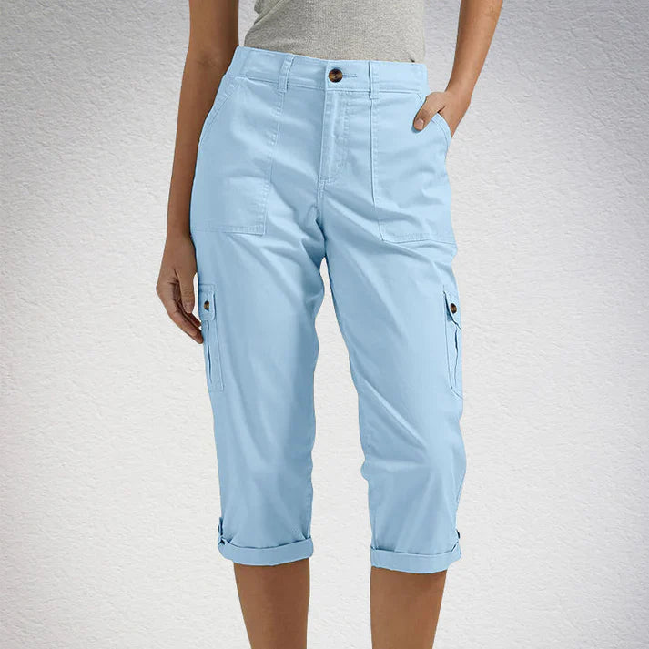 Inés - Pantalón corto casual elástico con bolsillos